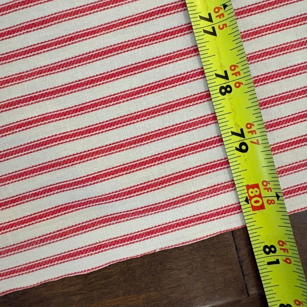 Vtg Disney‎ Mickey Bedding Flat Sheet Full Red White Ticking Stripe Cottage USA